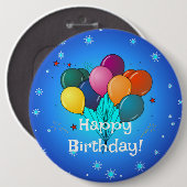 Happy Birthday-ballonnen, Ronde Button 6,0 Cm (Voorkant /achterkant)