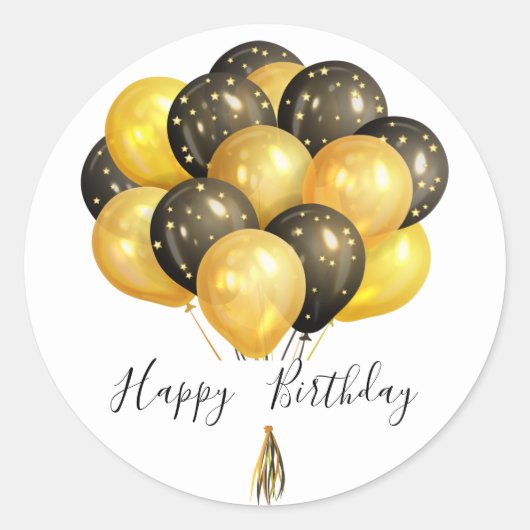 Happy Birthday-ballonnen Ronde Sticker (Voorkant)