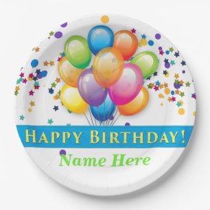 Happy Birthday-ballonnen - SJABLOON AANGEPAST Papieren Bordje