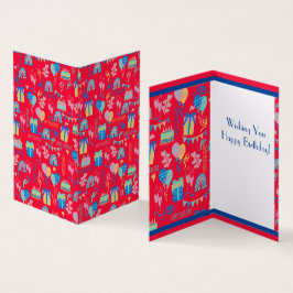 Happy Birthday Balloon, Streamers en Cake Kaart