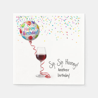 Happy Birthday Balloon With Red Wine Servet