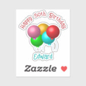 Happy Birthday Balloons Aangepast tekstjaar Sticker (Vel)