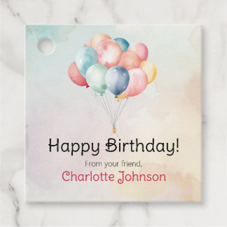Happy Birthday Balloons Cadeau Labels