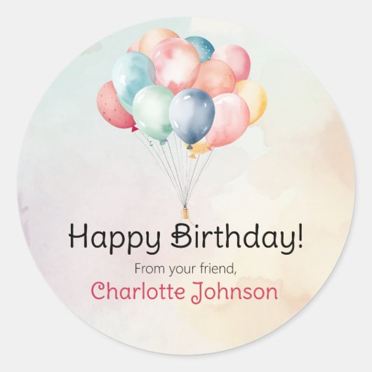 Happy Birthday Balloons Cadeau Stickers / labels (Voorkant)