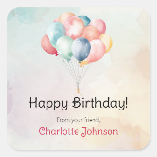 Happy Birthday Balloons Cadeau Stickers / labels