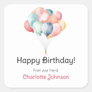 Happy Birthday Balloons Cadeau Stickers / labels