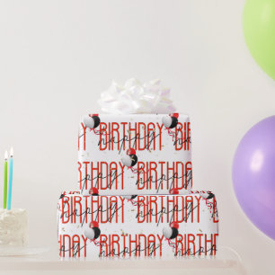 Happy Birthday Balloons en Gold Confetti Cadeaupapier