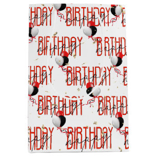 Happy Birthday Balloons en Gold Confetti Medium Cadeauzakje