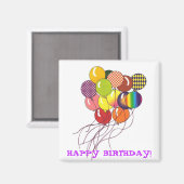 Happy Birthday Balloons Magnet Magneet (Voorkant / Achterkant)