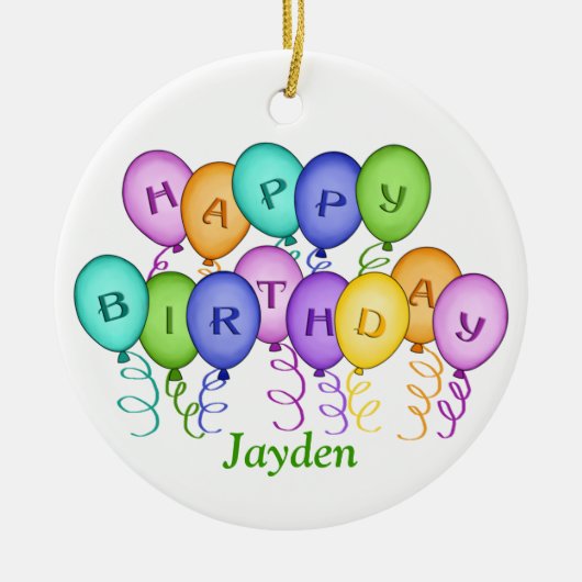Happy Birthday Balloons Ornament (Voorkant)