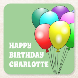 Happy Birthday Balloons Paper-Onderzetters Vierkante Kartonnen Onderzetter
