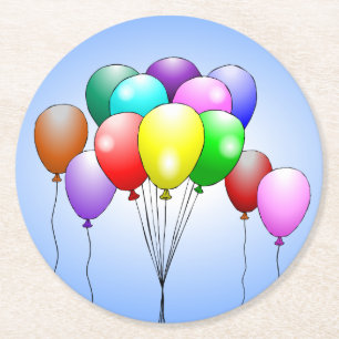 Happy Birthday Balloons Round Paper-Onderzetter Ronde Kartonnen Onderzetter