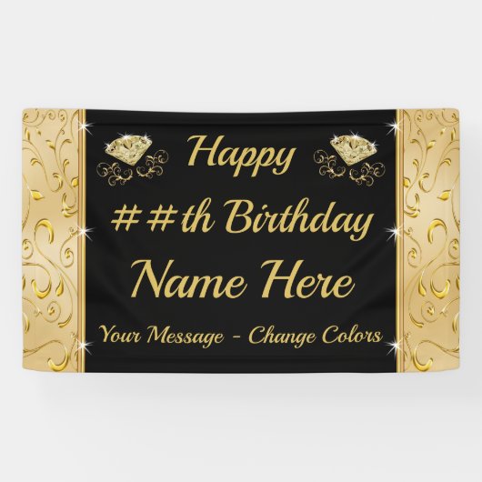 Happy Birthday Banner Gepersonaliseerd, ELK JAAR,  (Horizontaal)