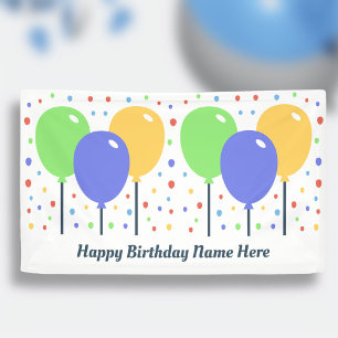 Happy Birthday-banner met gekleurde ballonnen Spandoek