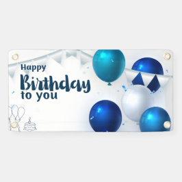 Happy Birthday Banner, Navy Blu Spandoek