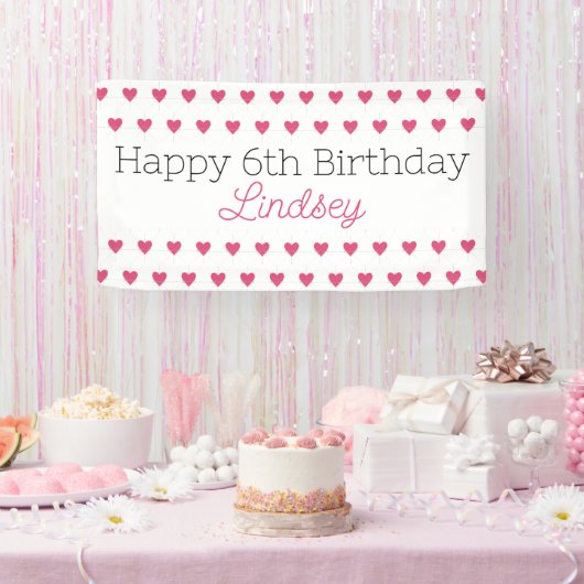 Happy Birthday Banner Party Hearts (Feest)