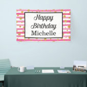 Happy Birthday Banner - Roze en goud (Beurs)