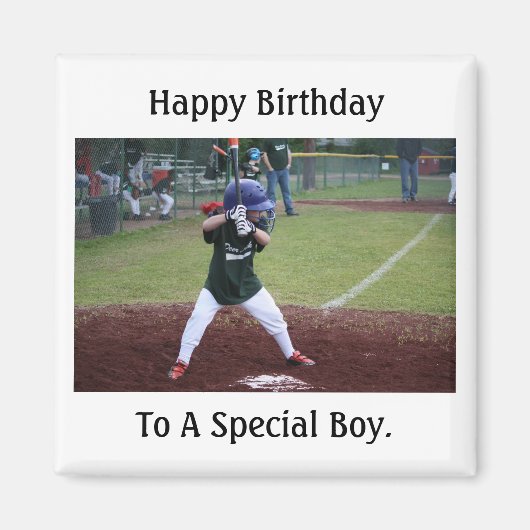 Happy Birthday Baseball Boy Magnet Magneet (Voorkant)