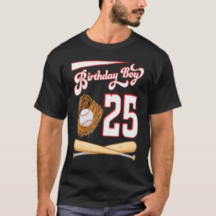 Happy Birthday Baseball Player Boy 25 jaar oud aan T-shirt