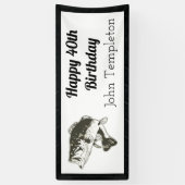 Happy Birthday Bass Vist Mannen Banner (Verticaal)