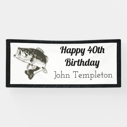 Happy Birthday Bass Vist Mannen Banner (Horizontaal)