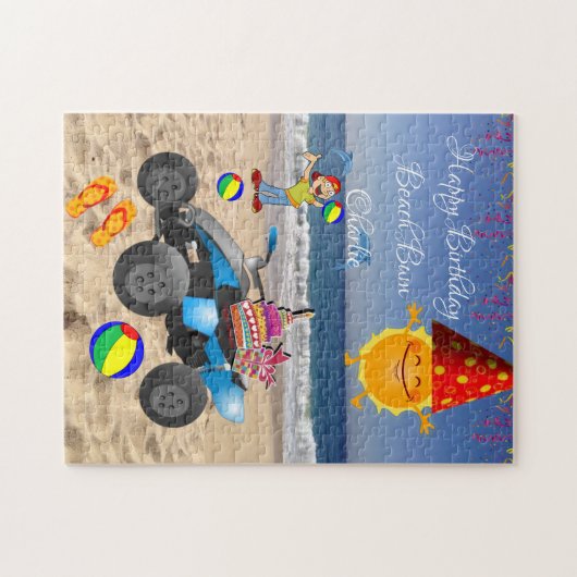 Happy Birthday Beach Cake Pet Sun Sand Legpuzzel (Horizontaal)