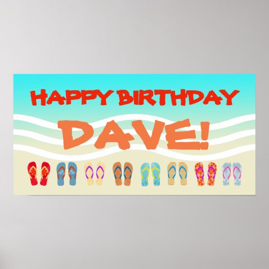 Happy Birthday Beach Party Custom Poster (Voorkant)