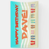 Happy Birthday Beach Party Custom Spandoek (Verticaal)