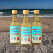 Happy Birthday Beach Party Custom Wijn Etiket