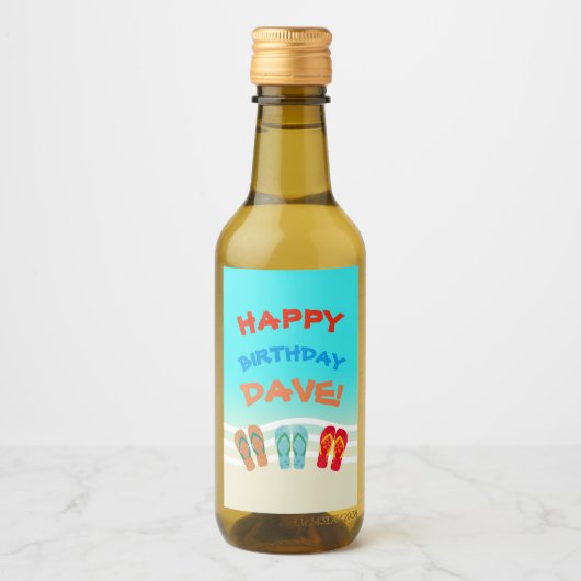 Happy Birthday Beach Party Custom Wijn Etiket (Voorkant)