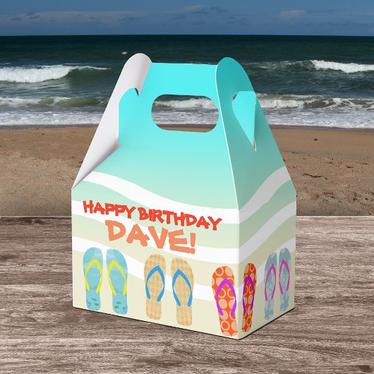 Happy Birthday Beach Party gepersonaliseerd Bedankdoosjes