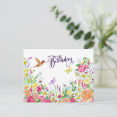 Happy Birthday Beauful Waterverf Garden Flowers Briefkaart (Staand voorkant)