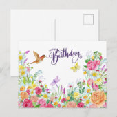 Happy Birthday Beauful Waterverf Garden Flowers Briefkaart (Voorkant / Achterkant)