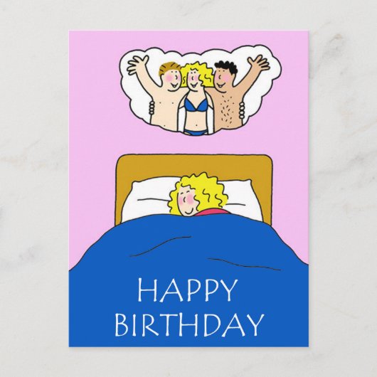 Happy Birthday Bedroom Fantasy Humor voor haar Briefkaart (Voorkant)