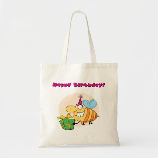 Happy Birthday Bee Canvas tas (Voorkant)