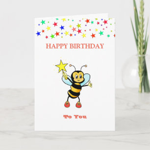 Happy Birthday Bee & Stars Card Kaart