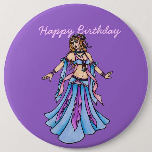 Happy Birthday Belly Dancer Ronde Button 6,0 Cm (Voorkant)