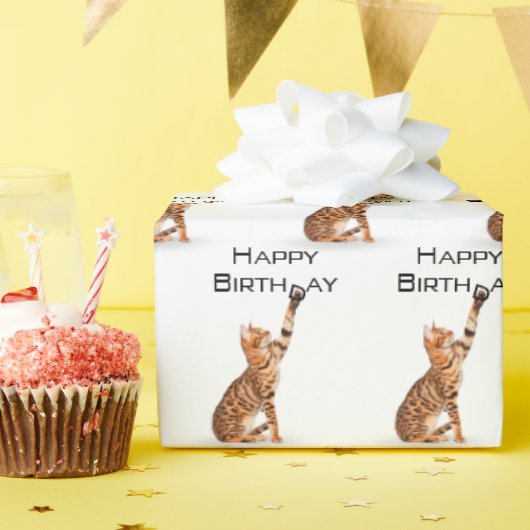Happy Birthday Bengal Cat Cadeaupapier (Verjaardagsfeest)
