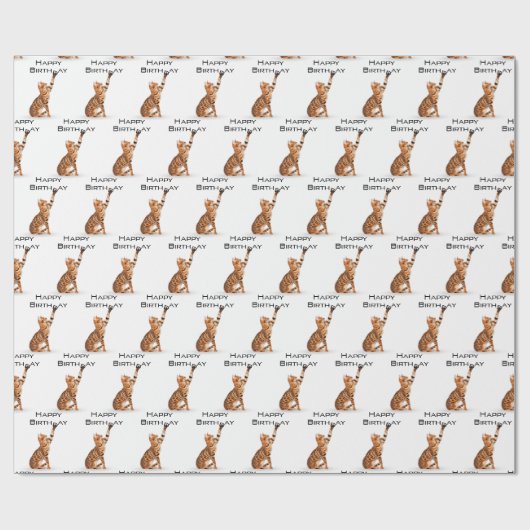 Happy Birthday Bengal Cat Cadeaupapier (Vlak)