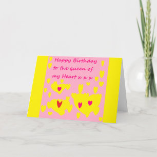Happy Birthday bericht Kaart geel Roze