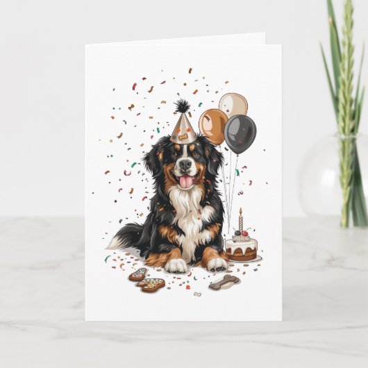 Happy Birthday Bernese Mountain Dog Kaart (Voorkant)