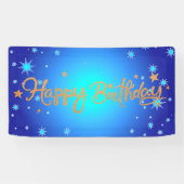 Happy Birthday, beroemd goud en blauw, Spandoek (Horizontaal)