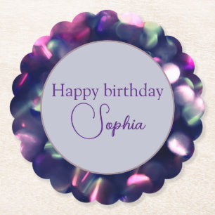 "Happy Birthday" Berry Sparkle Paper Onderzetter