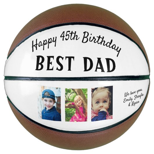 Happy Birthday Best Dad 3 Photo Collage Basketbal (Voorkant)