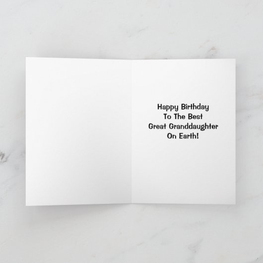 Happy Birthday Beste Grootdochter op aarde Kaart (Binnen)