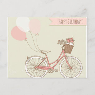 Happy Birthday Bicycle Girl Briefkaart