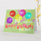 Happy Birthday Big Boy 50ste mijlpaal gepersonalis Kaart (Gele Bloem)