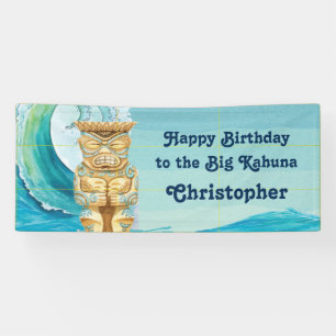 Happy Birthday Big Kahuna Beach Wave Tiki Spandoek