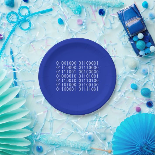 Happy Birthday Binary Code Uw Kleuren Papieren Bordje (Feest)