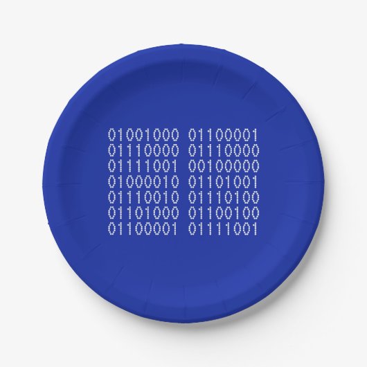 Happy Birthday Binary Code Uw Kleuren Papieren Bordje (Voorkant)
